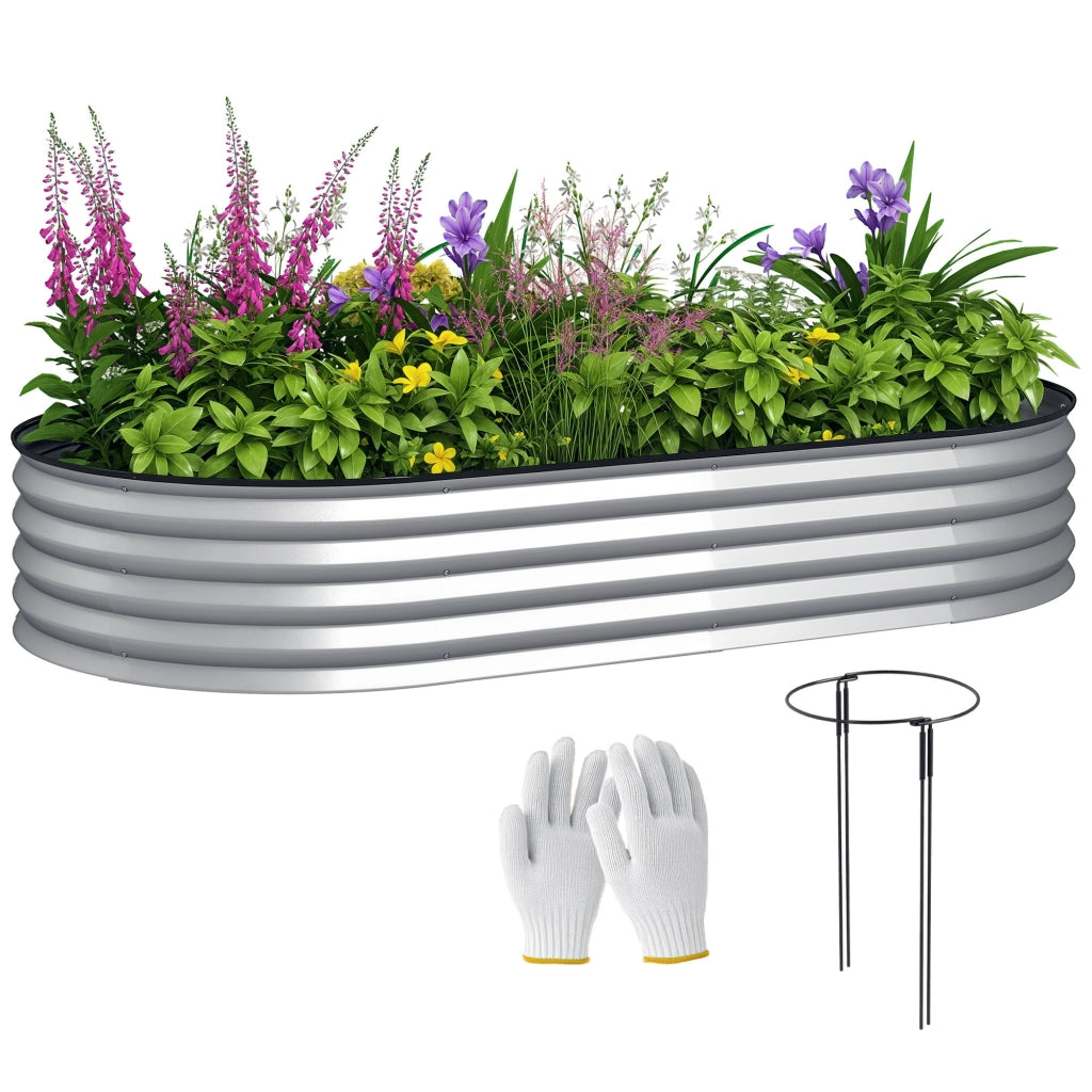 Letto da Giardino Rialzato in Acciaio Zincato ¨C Zephmum ¨C 181x93x30cm Argento
