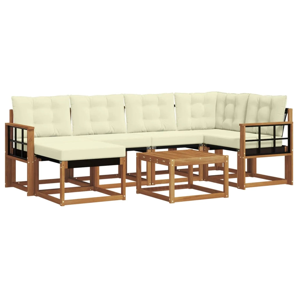 Set di divani da esterno con cuscino 7 pcs Naturale e Crema 3368861