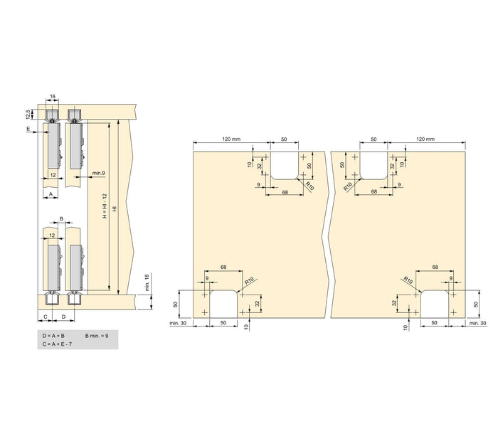 Sistema Flow in Formato Kit per Armadio H2 Ante Scorrevoli in Legno Emuca