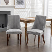Set 2 sedie Channel - Xylo - tessuto floqué grigio gambe legno curvate