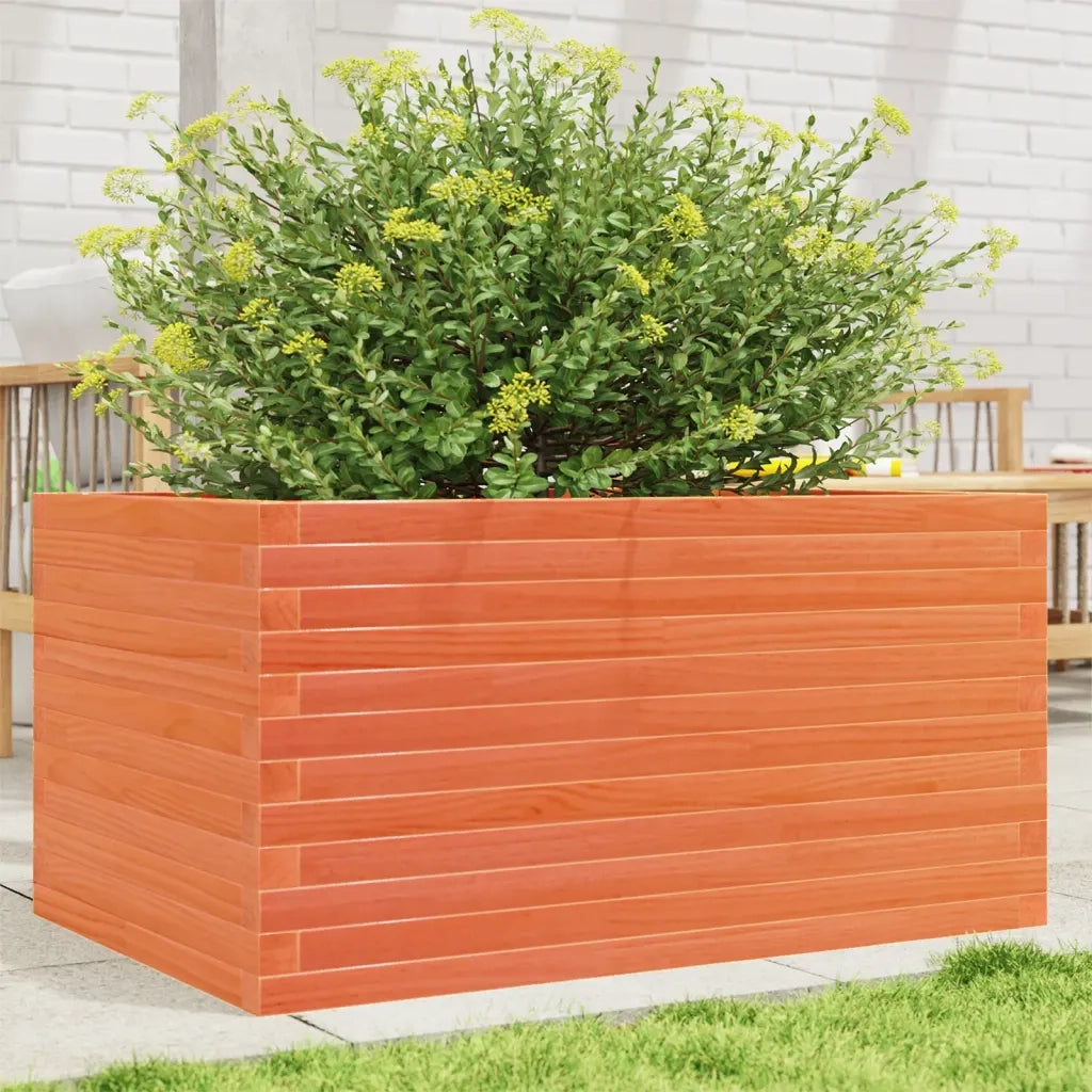 Fioriera | Cassetta per fiori | Vaso Giardino Marrone Cera 90x60x46 cm Legno Massello Pino