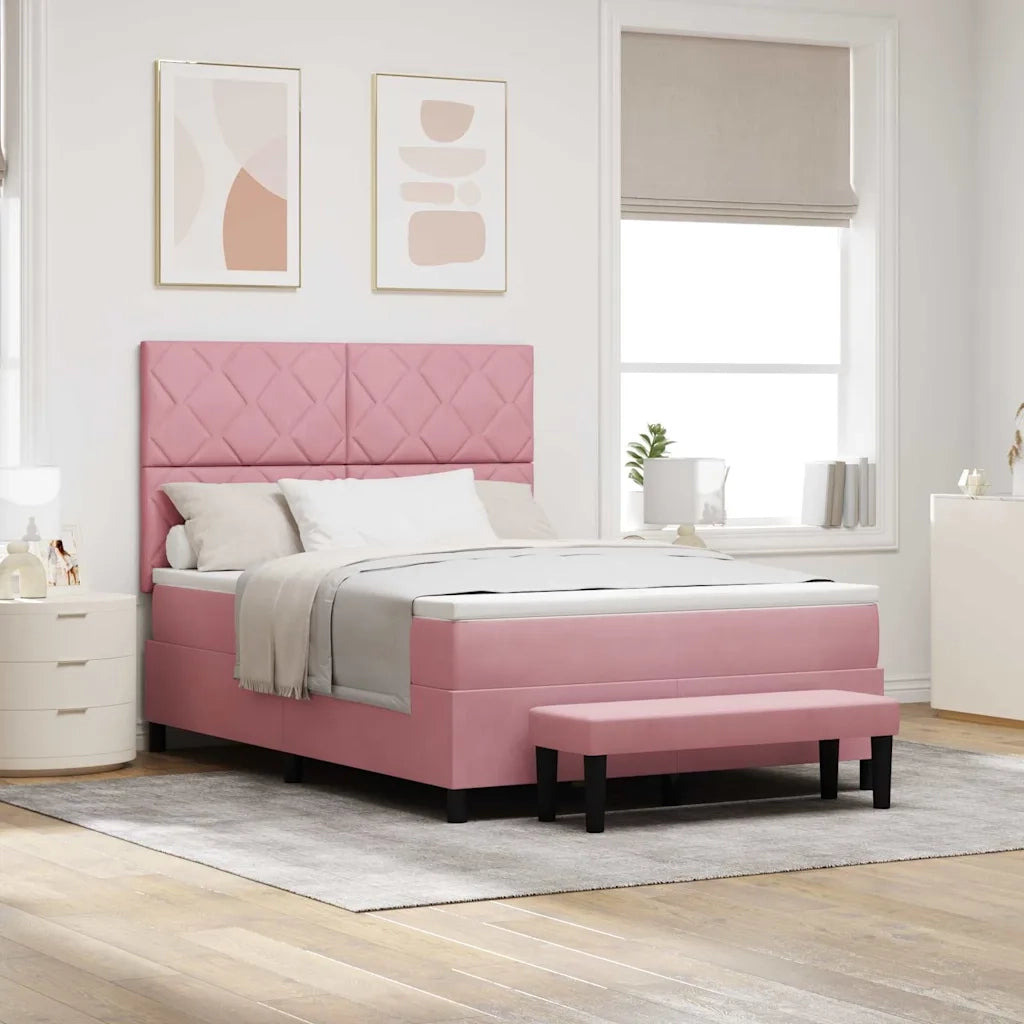 Letto a molle con testiera Rosa 200 x 160 cm Velluto 3344593