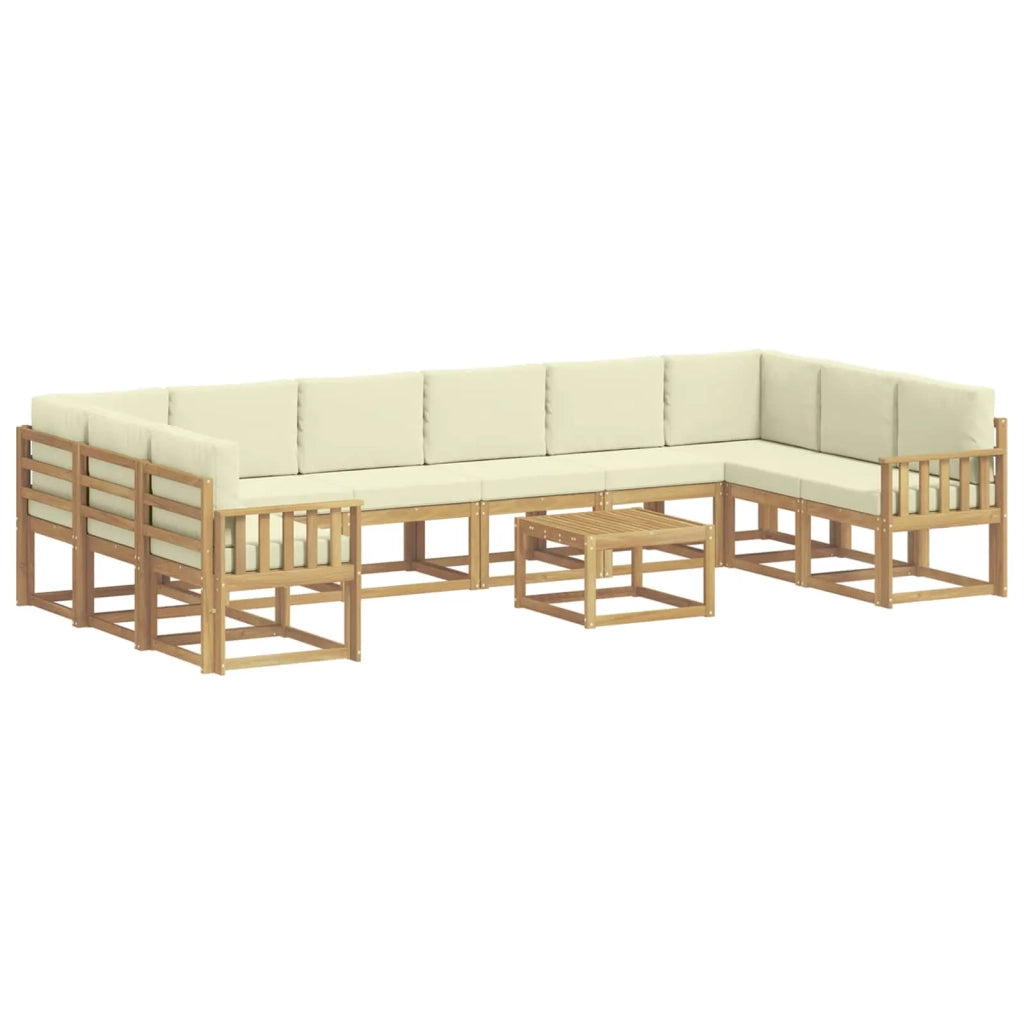 Set di divani da esterno 11 pz Bianco e Crema 3388319