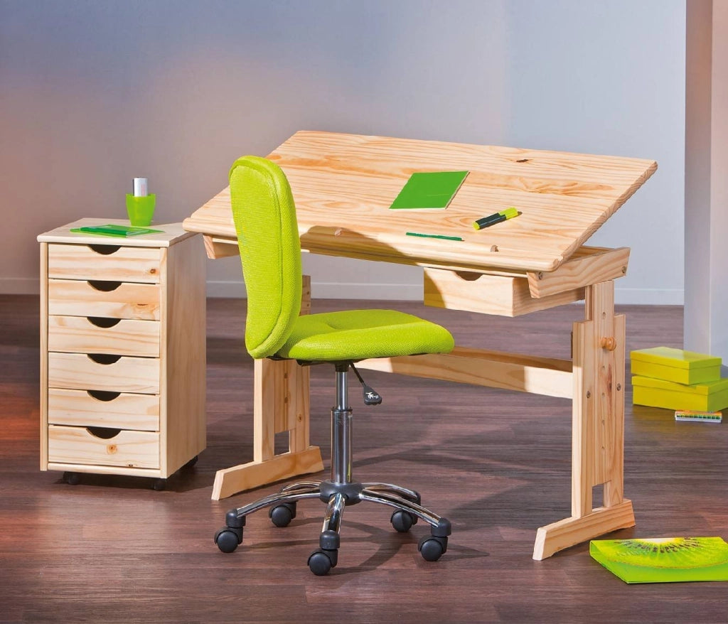 Carfizzi, Scrivania Materiale Piano in Legno Massello, 109x55x63h cm Marrone Quercia