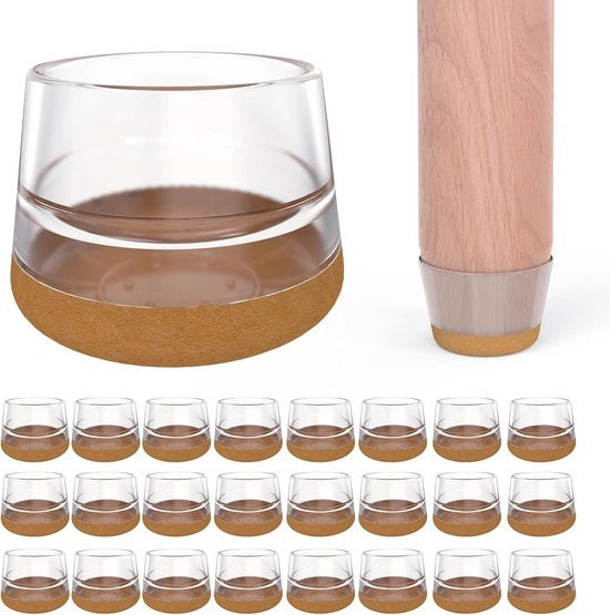 Copricappe per gambe di tavolo con guaina in velluto - Copricappe per gambe di tavolo trasparenti in silicone - Copricappe per gambe di tavolo - Protezione per pavimento (24 pezzi)