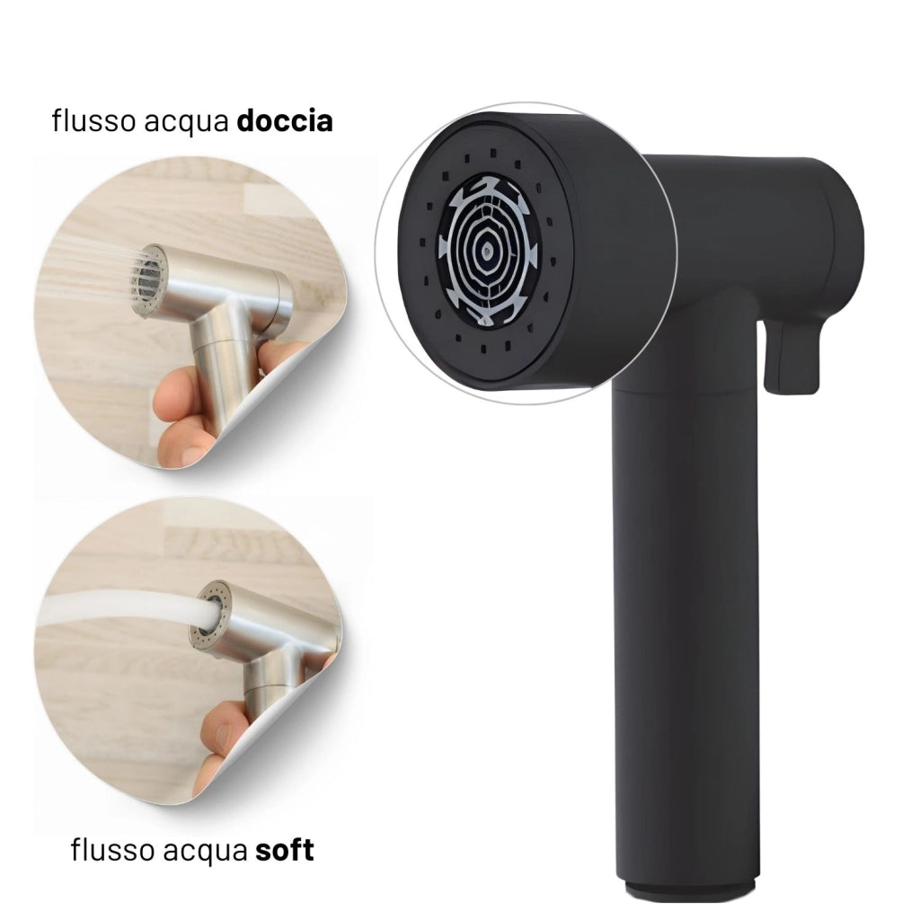 Idroscopino wc doccetta ottone portatile shutoff monogetto con leva ogomondo kit *** finitura- nero tondo, confezione 1