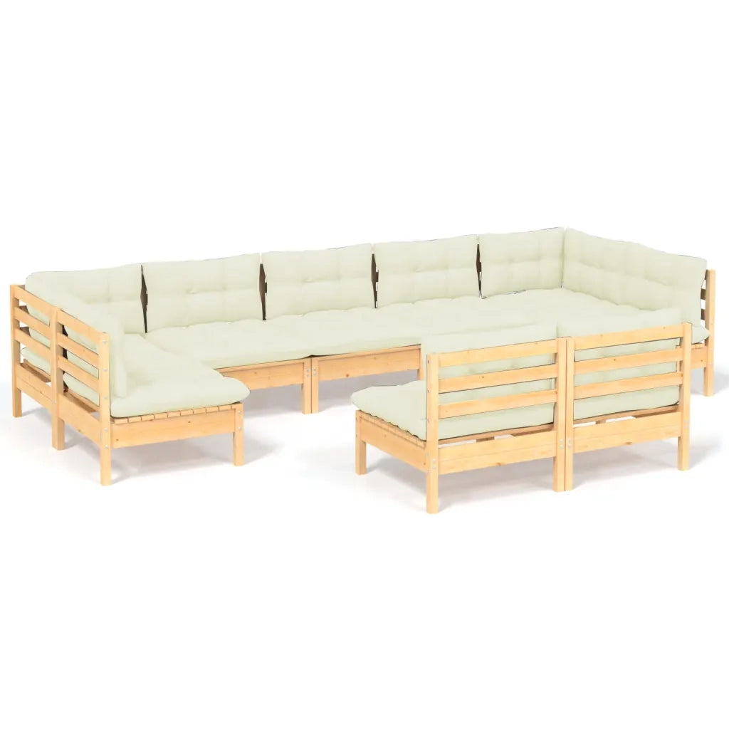 Set Divani da Giardino 9 pz con Cuscini Crema Massello di Pino cod mxl 41396