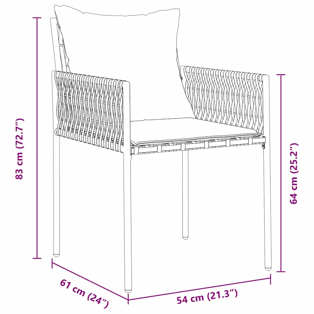 Set da Pranzo per Giardino 5 pcs Marrone e Nero Rattan in PE 3379096