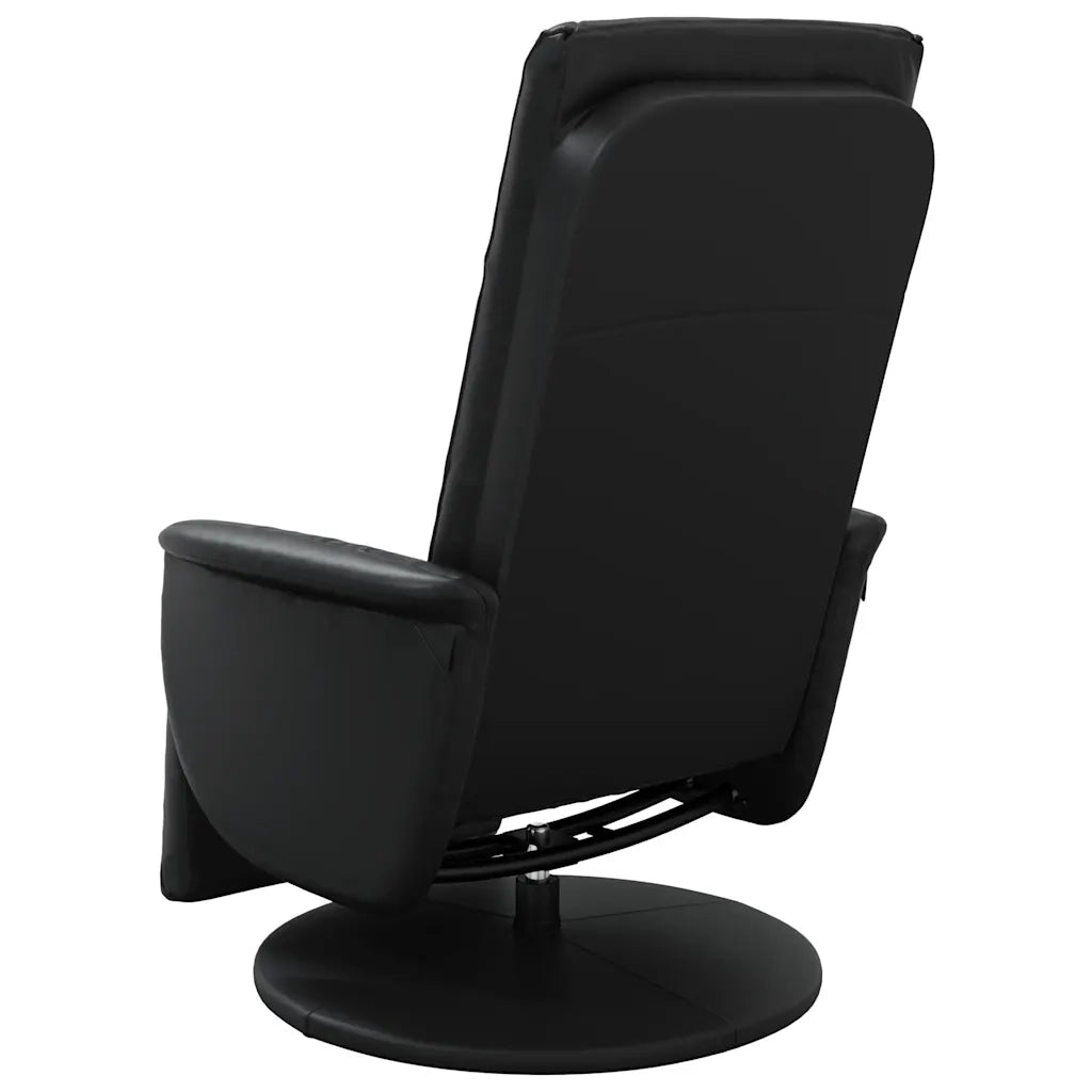 Divano Sedia-Poltrona Reclinabile con Poggiapiedi Nera in Similpelle 795819