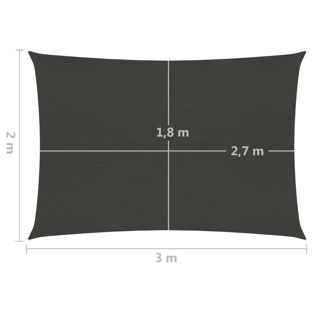 Vela ombreggiante/ombrellone 160 g/m² 2 x 3 m HDPE antracite 02_0008911