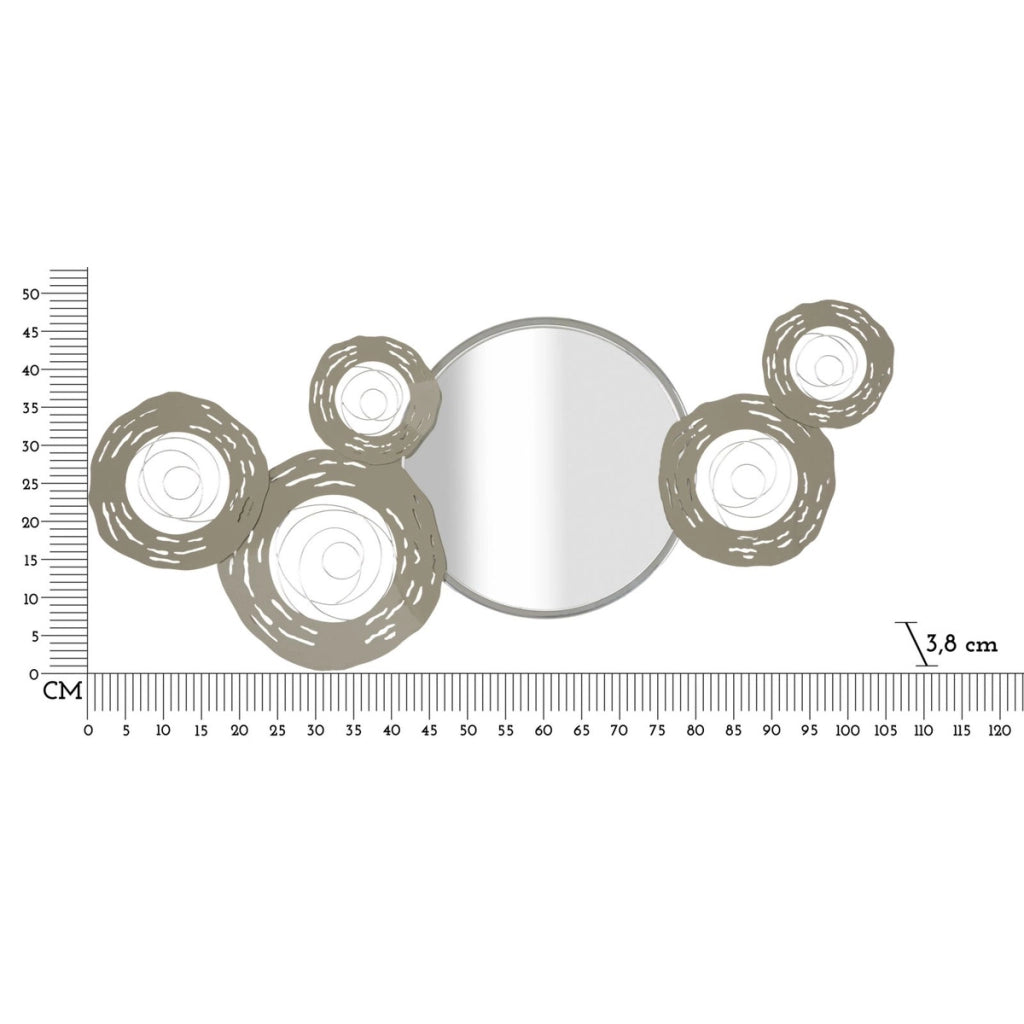 Decorazione in Metallo 3D Cerchi 18, Argento, Metallo, 106x3,8x48 cm
