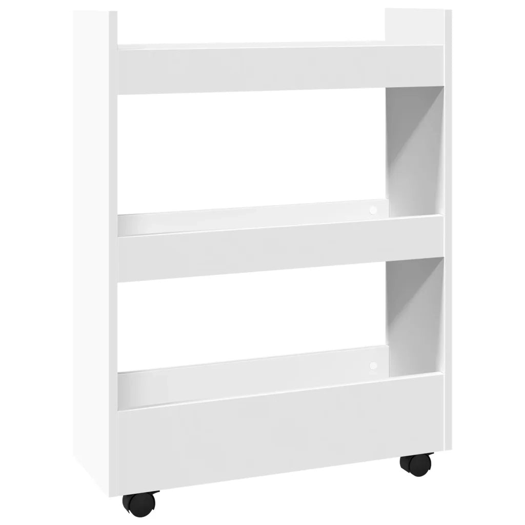 Carrello portaoggetti stretto a 3 ripiani bianco in legno ingegnerizzato 855250