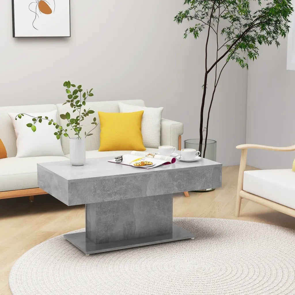 Tavolino da Salotto Grigio Cemento 96x50x45cm Legno Multistrato 806835