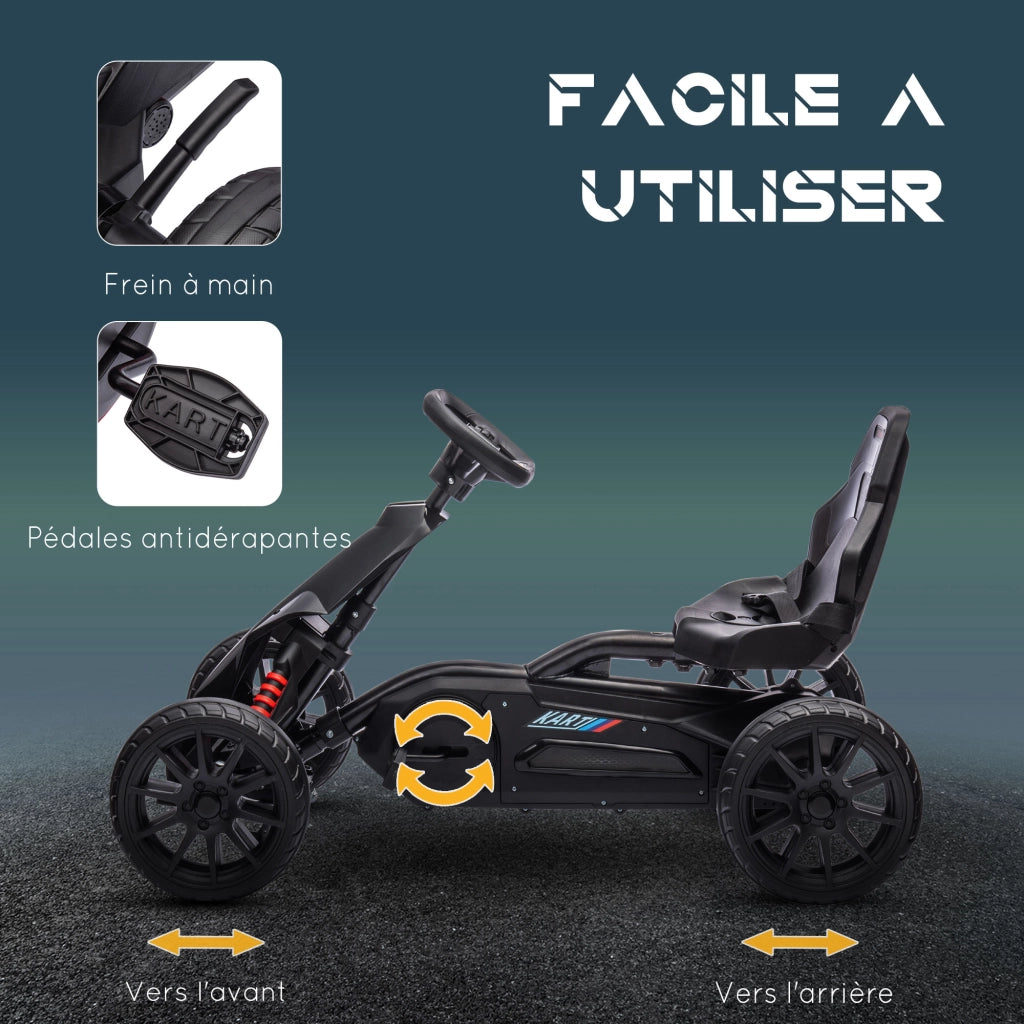 Triciclo a Pedali per Bambini con Sedile Regolabile 4 Posizioni ¨C zephmum ¨C Nero 100x58x58.5 cm