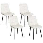 Set di 4 sedie da pranzo in velluto grigio bianco sporco gambe in ferro stile moderno