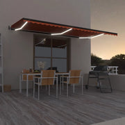 Tenda Automatica Sensore Vento e LED 600x300 cm Arancio Marrone