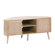Mobile tv in legno e canna, 2 ante, 1 ripiano, 115cm, marrone naturale