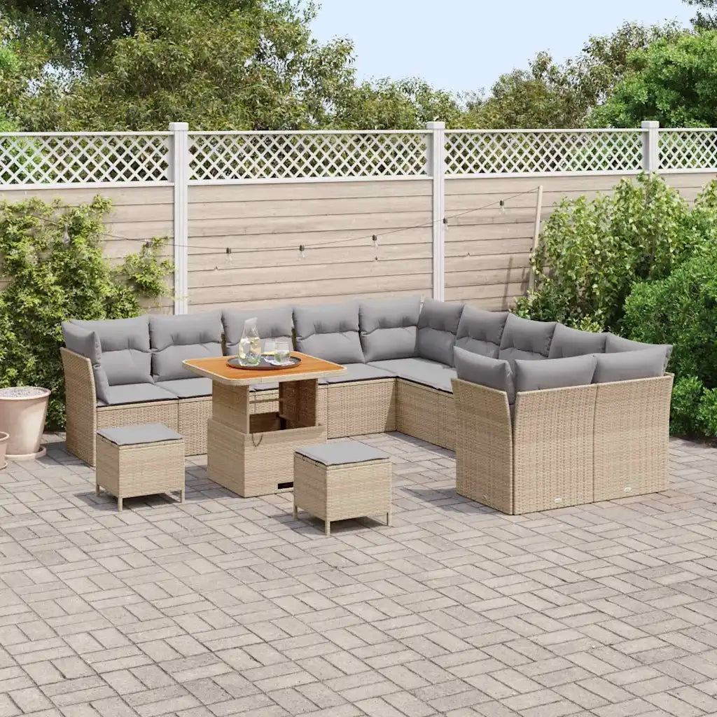 Set Divano da Giardino 13 pcs Beige e Grigio Chiaro polyrattan 3363492