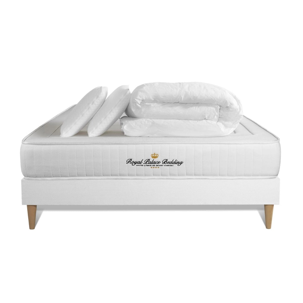 Pacchetto letto completo - Materasso 160x200cm + Box spring con doghe (kit) + 2 cuscini + Piumino - Nottingham