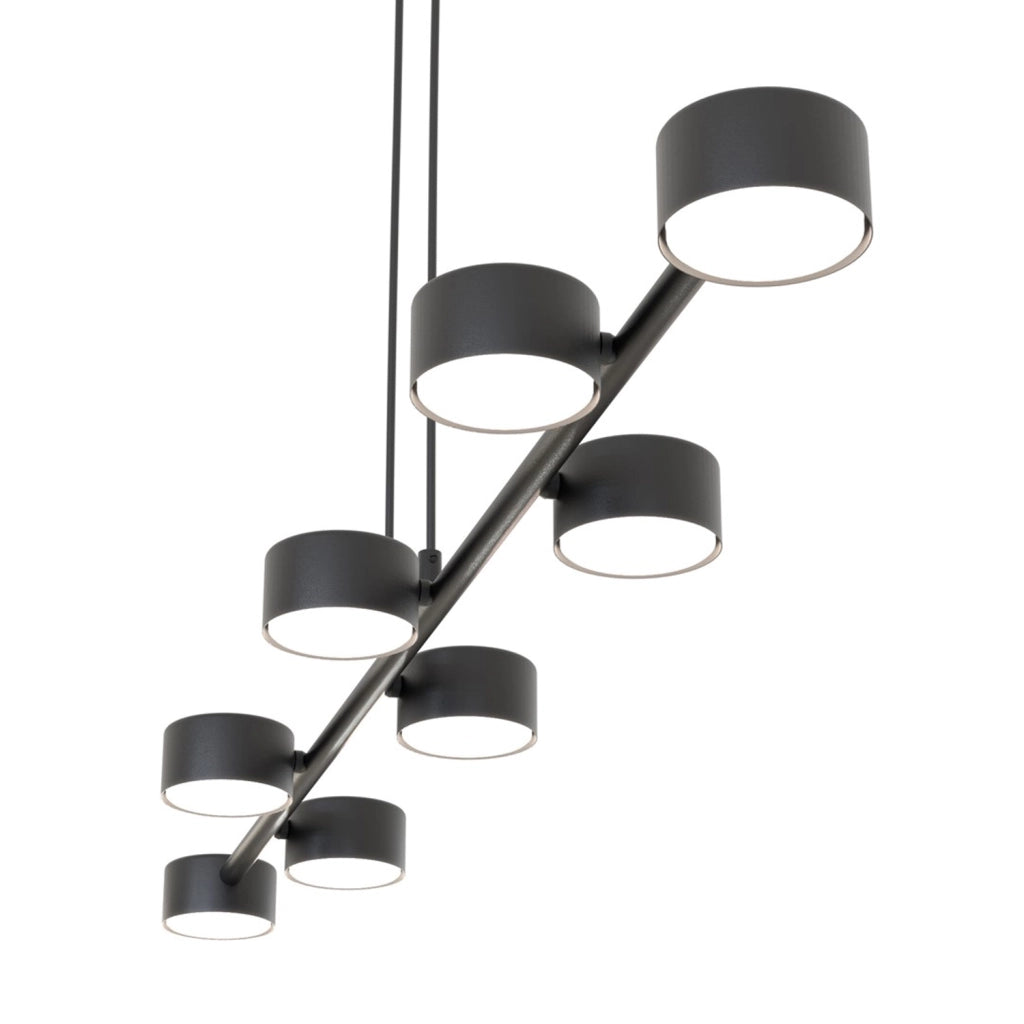 Lampadario Minimal Cyllenius Acciaio Nero 8 Luci Gx53