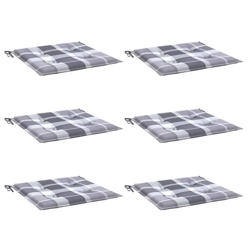 Cuscini per Sedia 6 pz a Quadri Grigi 40x40x3cm Tessuto Oxford
