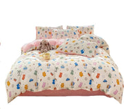 Set da letto in tessuto 100% poliestere - orso con pallone di aria calda rosso - copertina da letto 150 x 200 cm - lenzuolo 200 x 230 cm - cuscino 48 x 74 cm