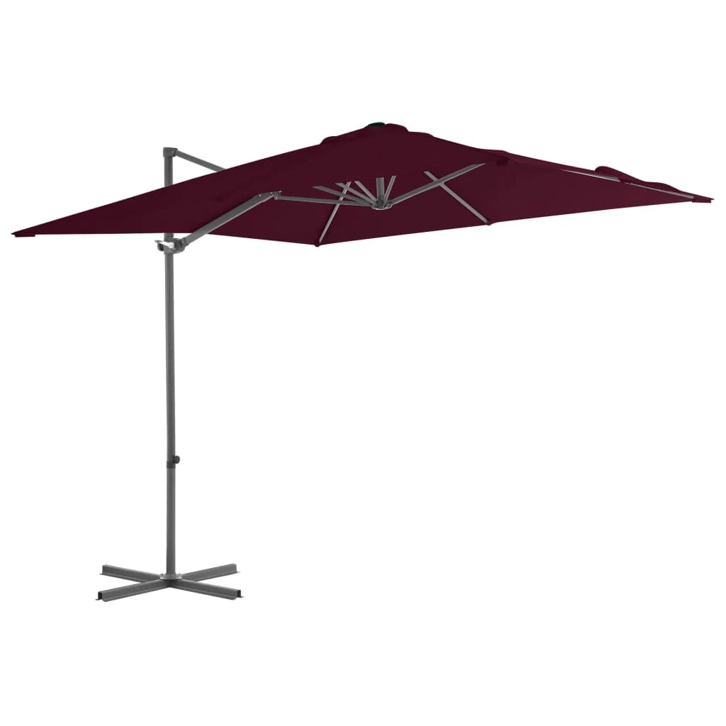 Ombrellone a braccio con palo in acciaio 250 x 250 cm rosso bordeaux 02_0008475