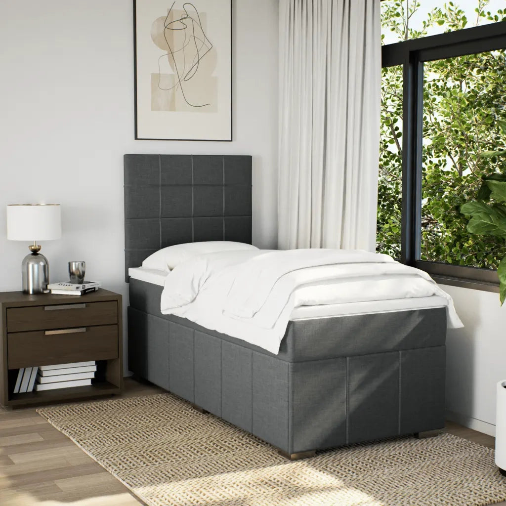 Giroletto a Molle con Materasso Grigio Scuro 90x190 cm Tessuto 3293824