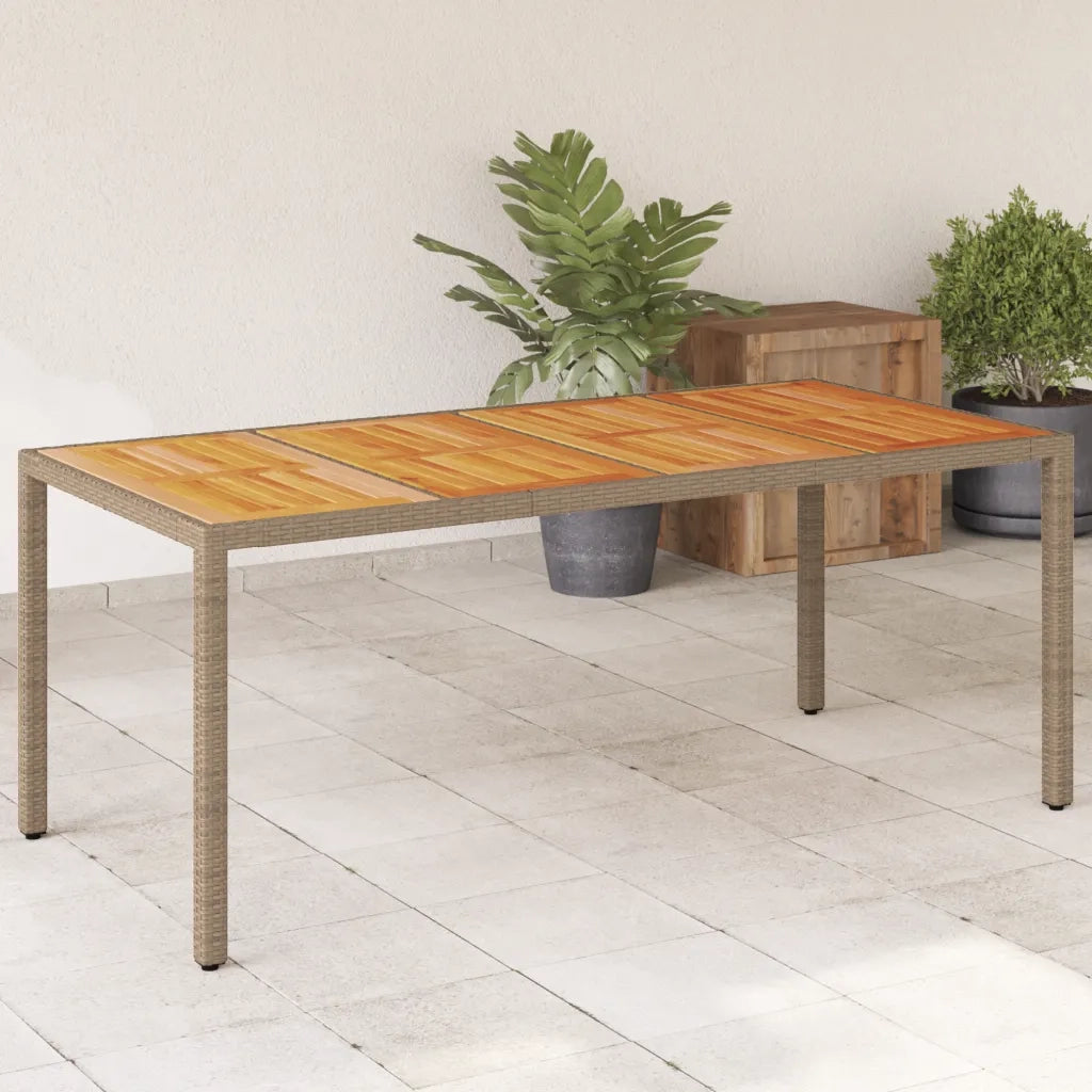 Tavolo da Giardino Beige 190x90x75cm Polyrattan Legno di Acacia 368130