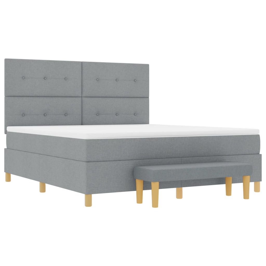 Letto a Rete con Materasso e Panchina Grigio Chiaro 180x200 cm Tessuto