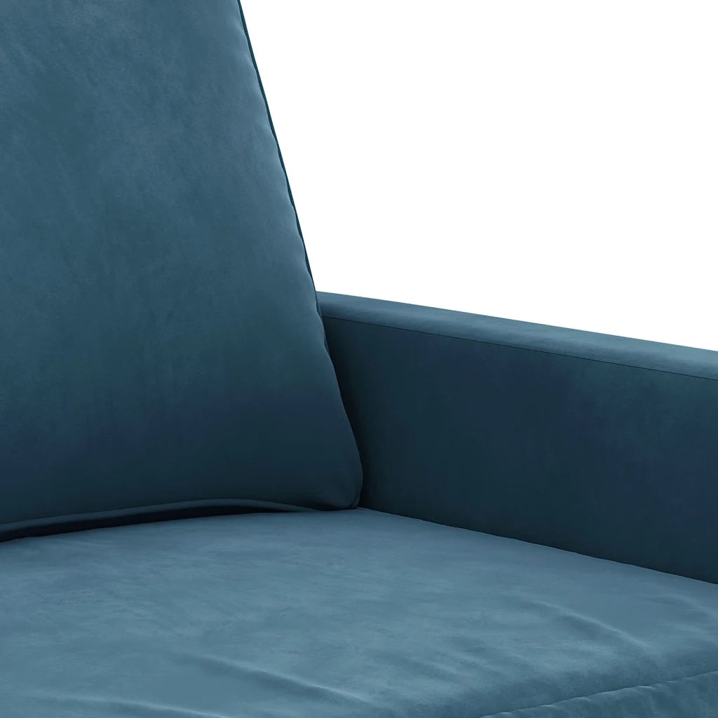 Set di Divani 3 pz con Cuscini Blu in Velluto
