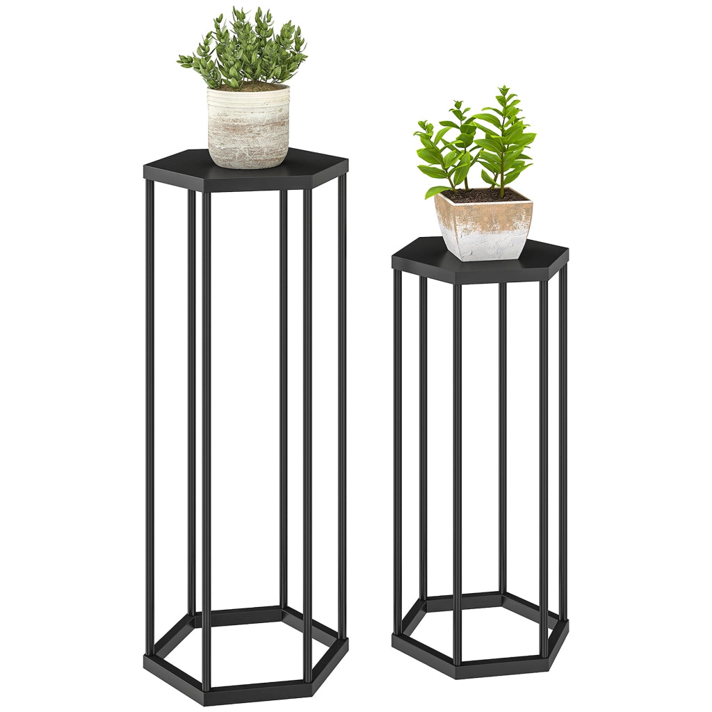 Tavolino Esagonale per Piante ¨C Zephmum ¨C Nero, Metallo