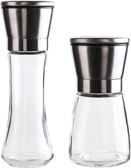 Set di Molini da Pepe e Sale in Ceramica Regolabili da 2 – Accessori da Cucina in Acciaio Inossidabile