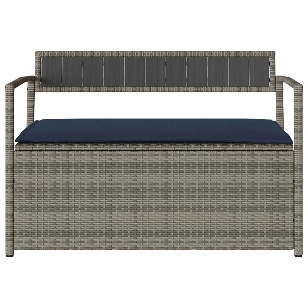 Panca Portaoggetti da Giardino con Cuscino Grigio in Polyrattan 4103843