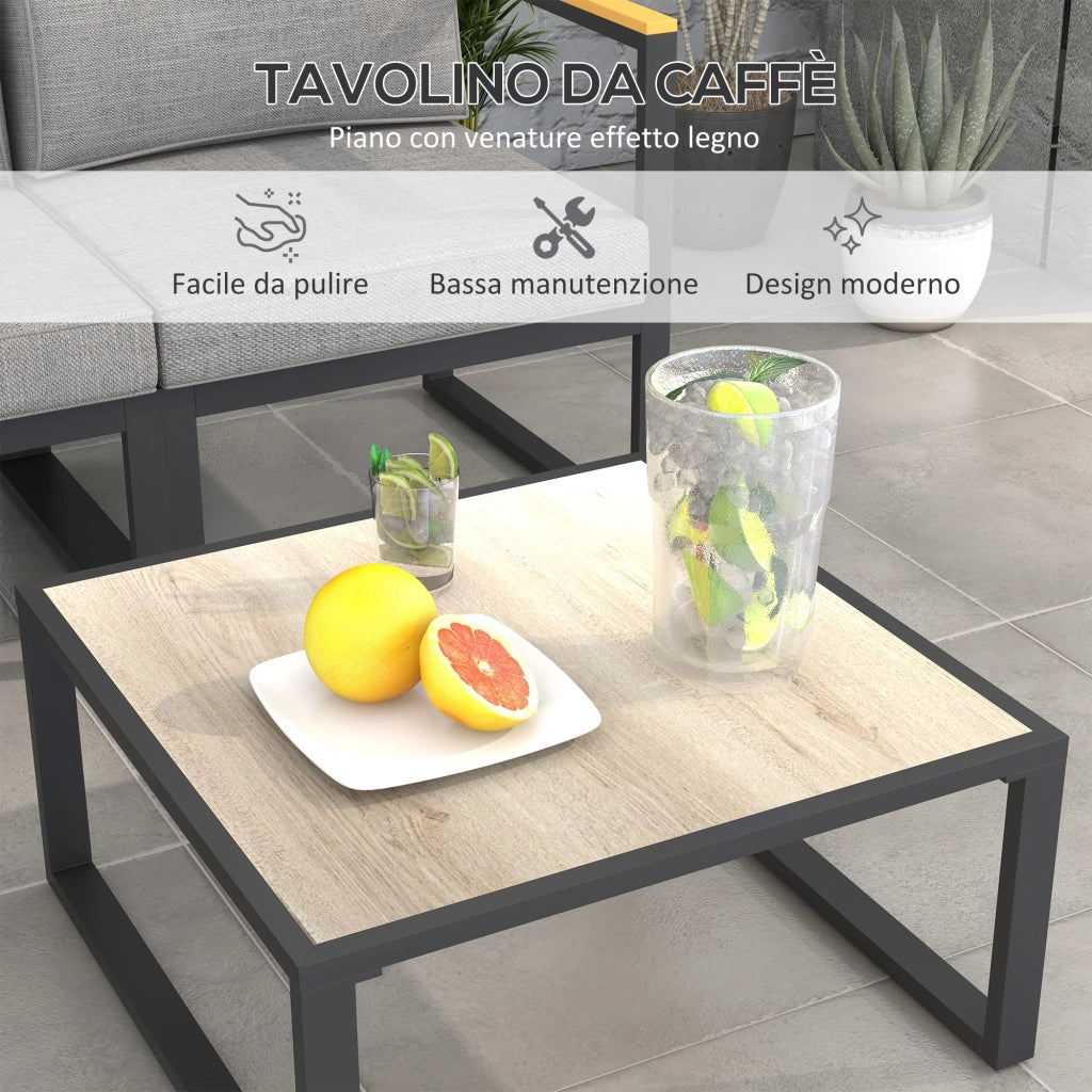 Set Salotto da Giardino con Divano e Tavolino ¨C Zephmum ¨C Alluminio, Cuscini Grigio