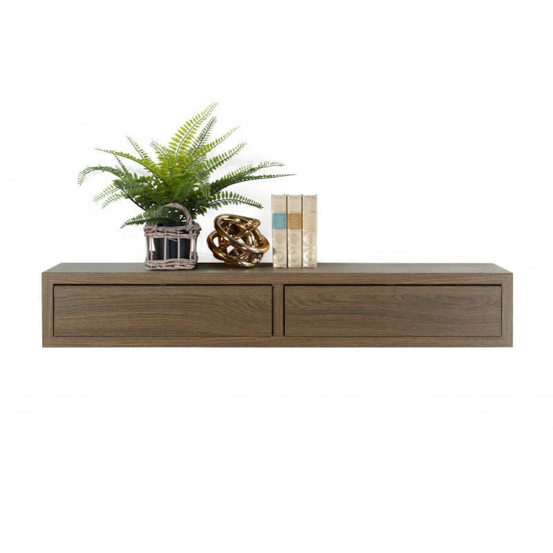 Mensola da Muro con Cassetto, Comodino Sospeso, Mensola da Parete, Rovere Tabacco, 88,2x13,4 p23,7 cm - Domino Maxi
