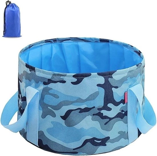 Bagno portatile da 15 litri in tessuto Oxford - Pieghevole - Spazia risparmiando - Leggero - Camouflage Blu Bagno portatile
