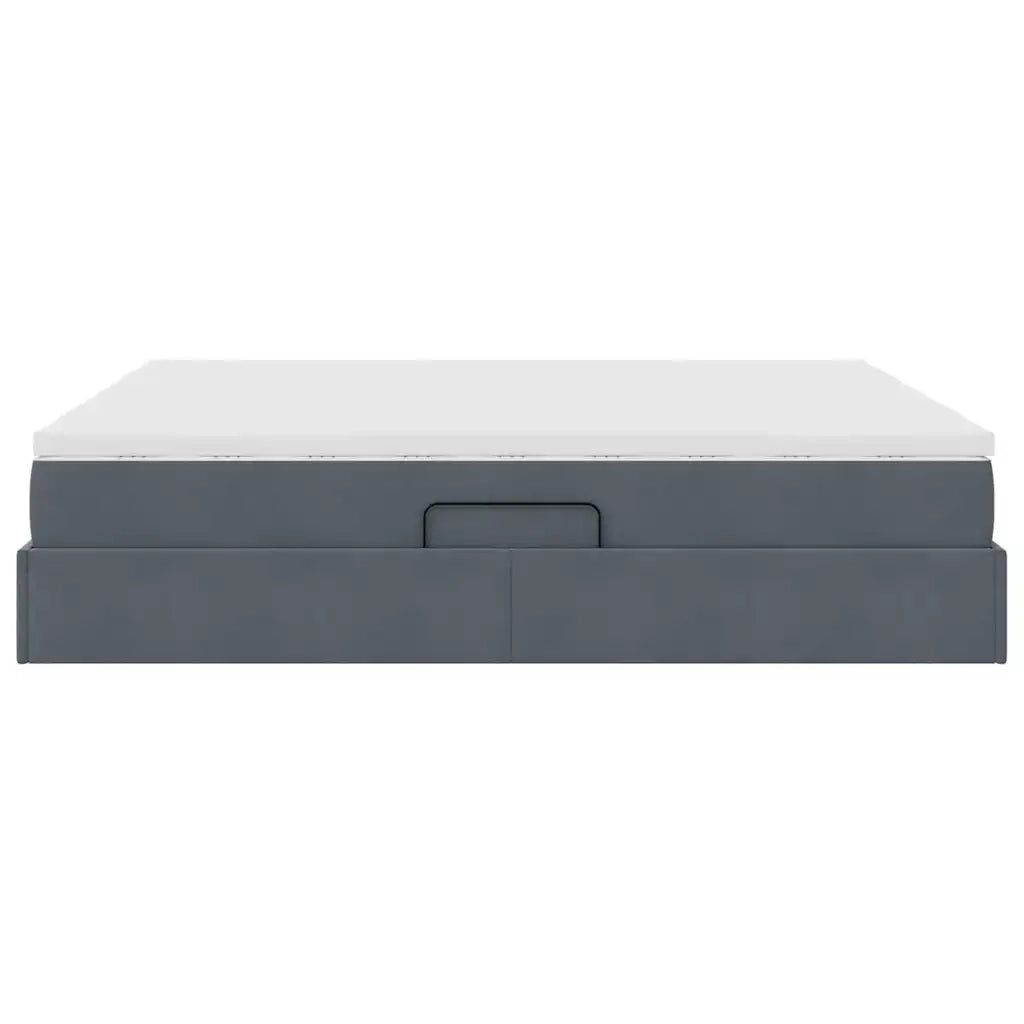 Letto con contenitore e materasso Grigio scuro 200 x 200 cm