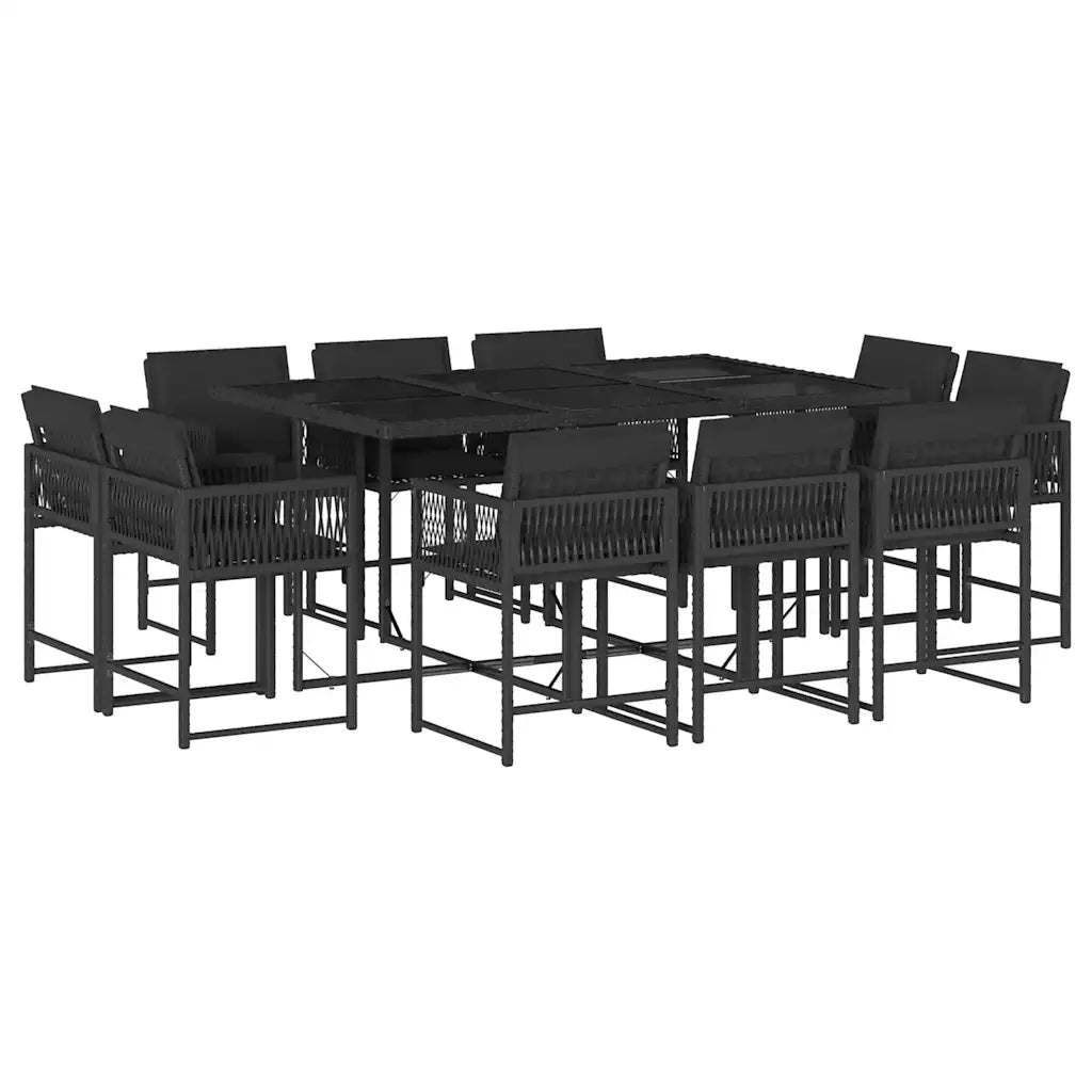Set da Pranzo da Giardino 11 pz con Cuscini in Polyrattan Nero 3211567