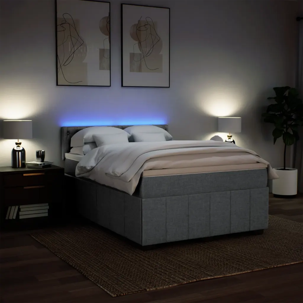 vidaXL Giroletto a Molle con Materasso Grigio Chiaro 160x200cm Tessuto