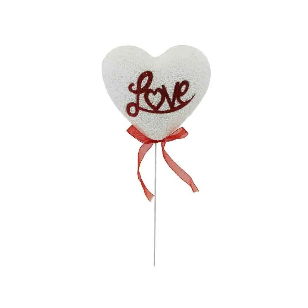 Trade Shop - Set 3 Cuori Polistirolo 5 Cm Con Stand Per San Valentino Modelli Assortiti 69063 -