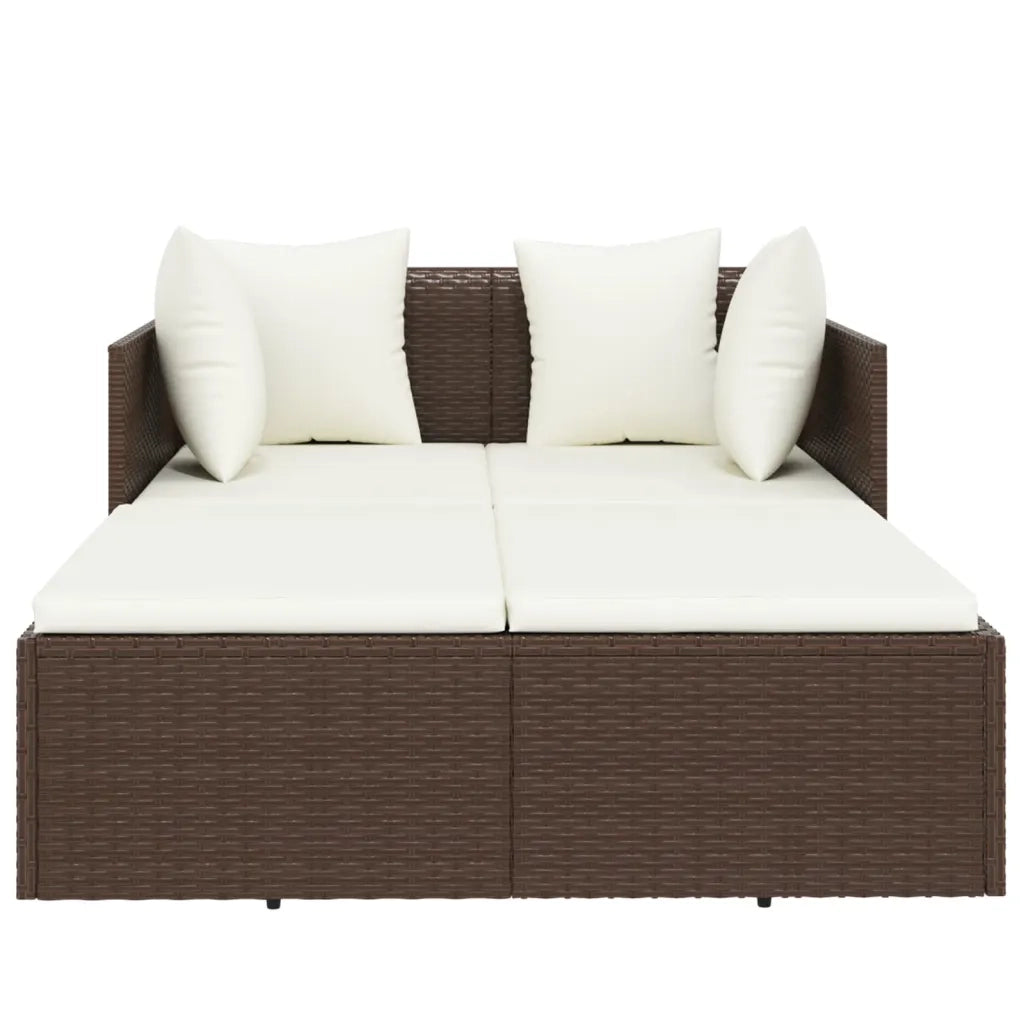 Lettino con Cuscini Marrone 182x118x63 cm in Polyrattan CFW2066091