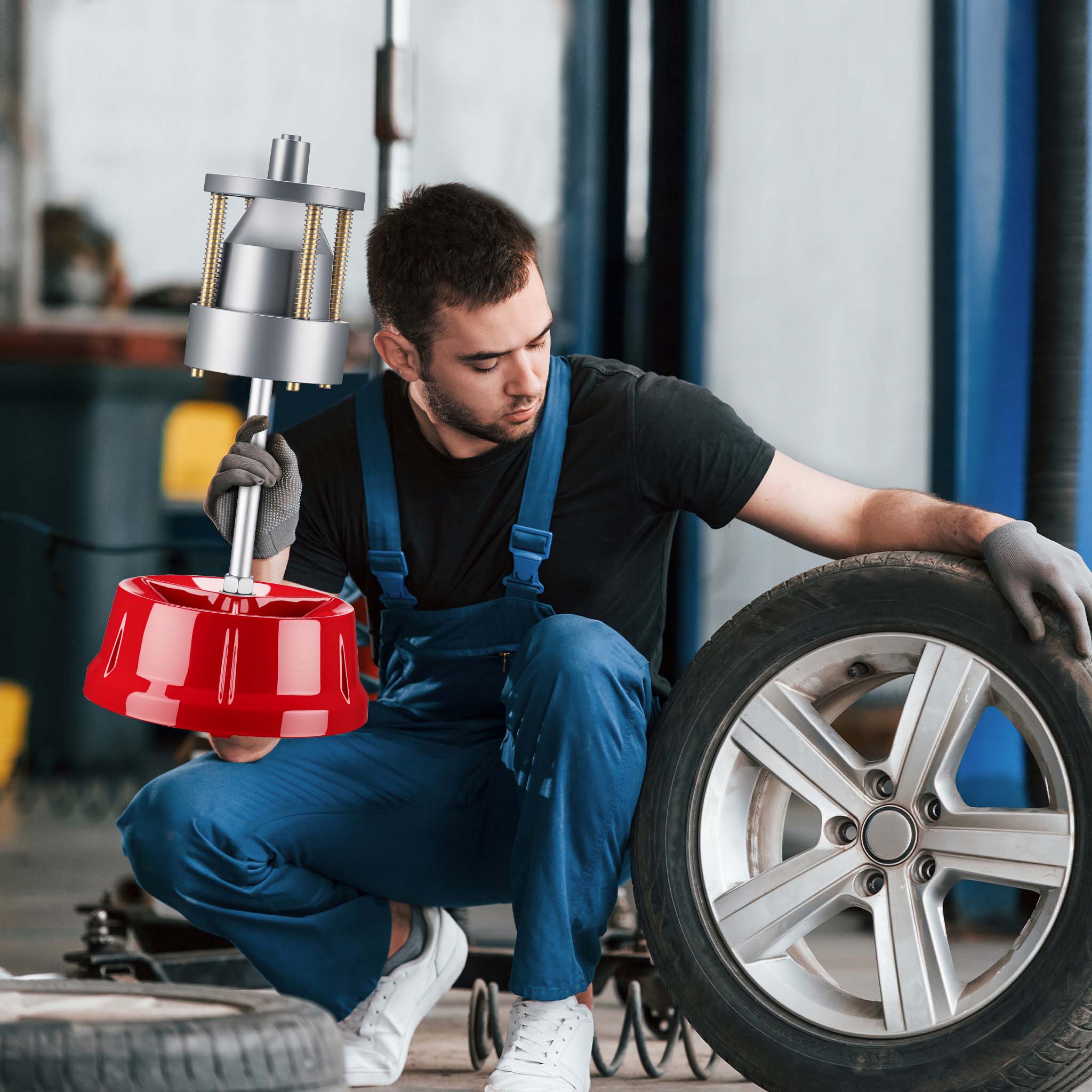 Equilibratrice portatile 29 x 29 x 57,5 cm, equilibratrice gomme auto e moto, per mozzi da 3,8 a 10,2 cm