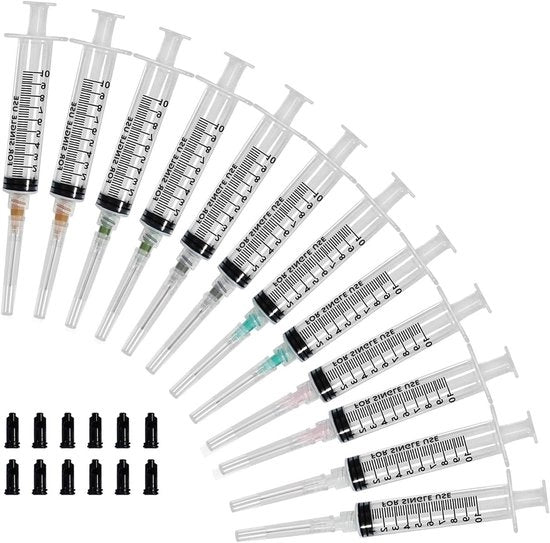 Spesso usata Blunt Naald Luer Lock Spuit con 12 naif plastic a vite con 10ml Spuit con punta a vite per dosi precise con aste e bocchette per dosi precise