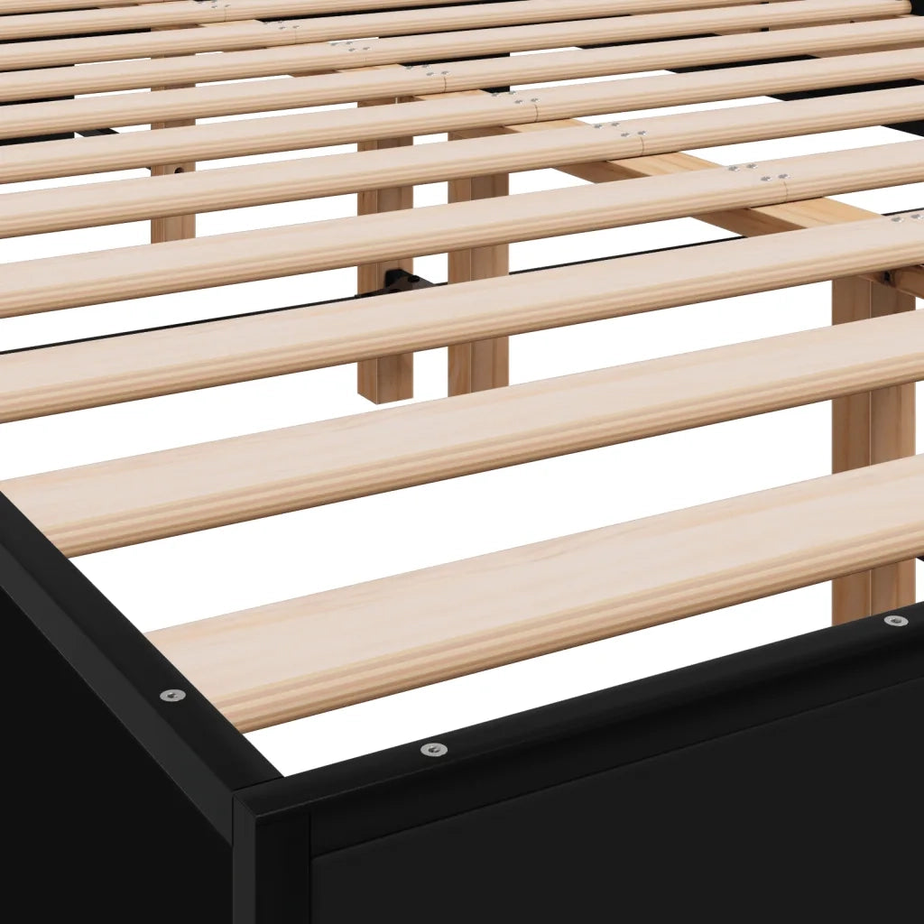 Giroletto Nero 140x200 cm in Legno Multistrato e Metallo