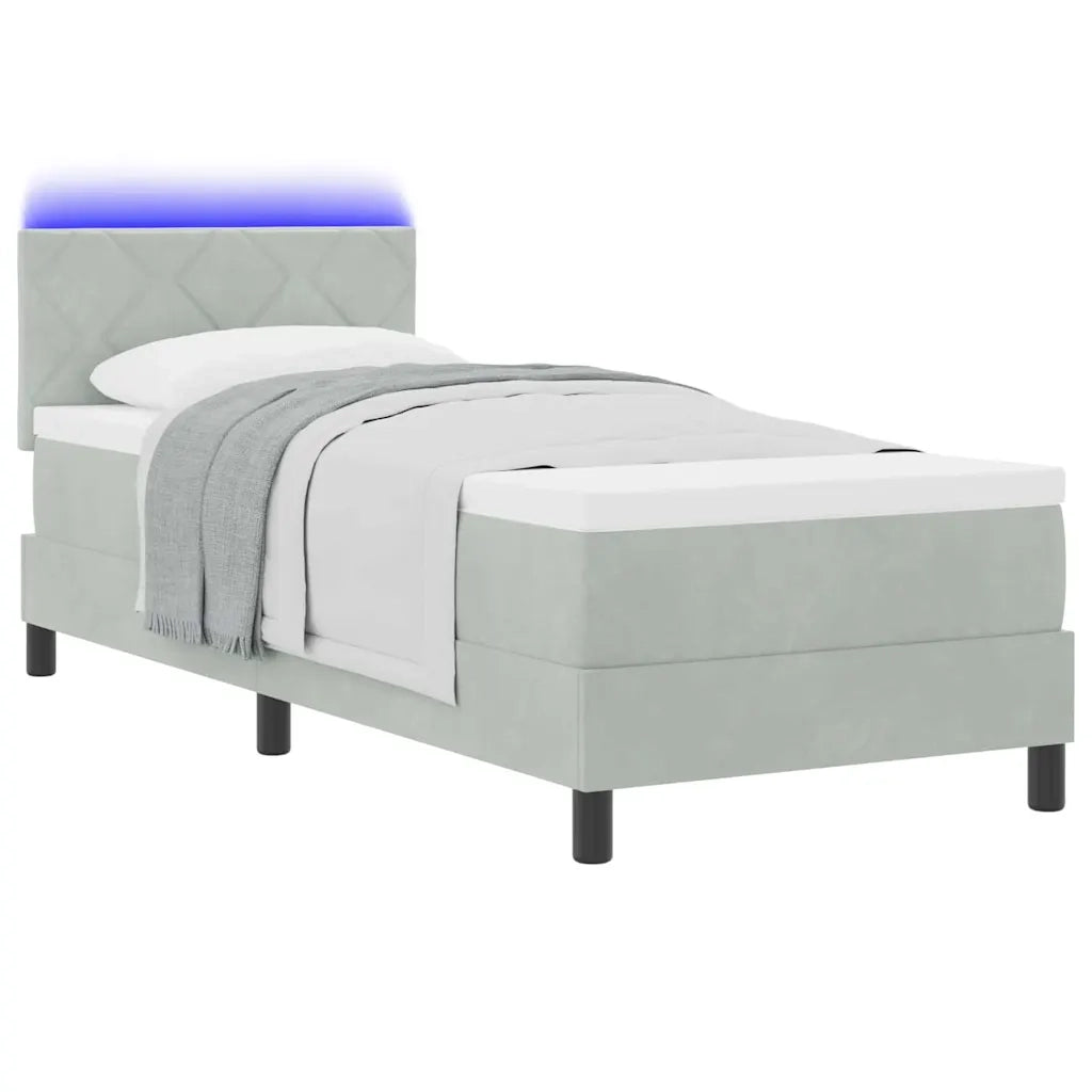 Letto a Sorgente LED con led Grigio chiaro 80 x 200 cm Velluto