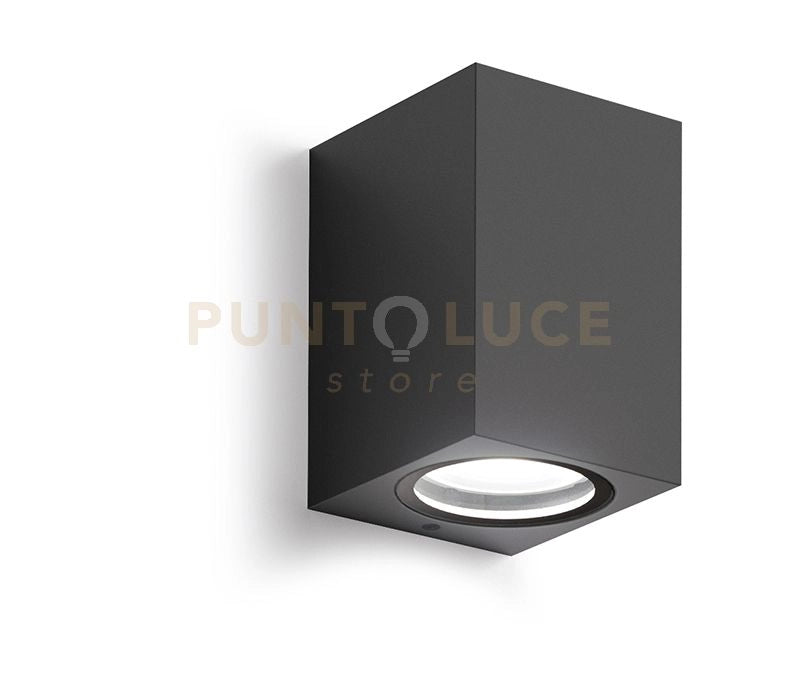 GES911- APPLIQUE GRIGIO ANTRACITE 1 LUCE ATTACCO GU10 IP44 6,8X10CM QUADRATO