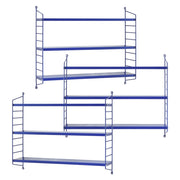 Set di 3 Scaffali da Parete Strängnäs a 3 Ripiani Regolabili  50 x 60 x 15 cm Acciaio Blu [en.casa]