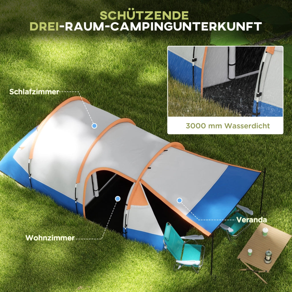 Tenda da campeggio 3 posti ¨C Xylo ¨C arancione impermeabile 3 ingressi
