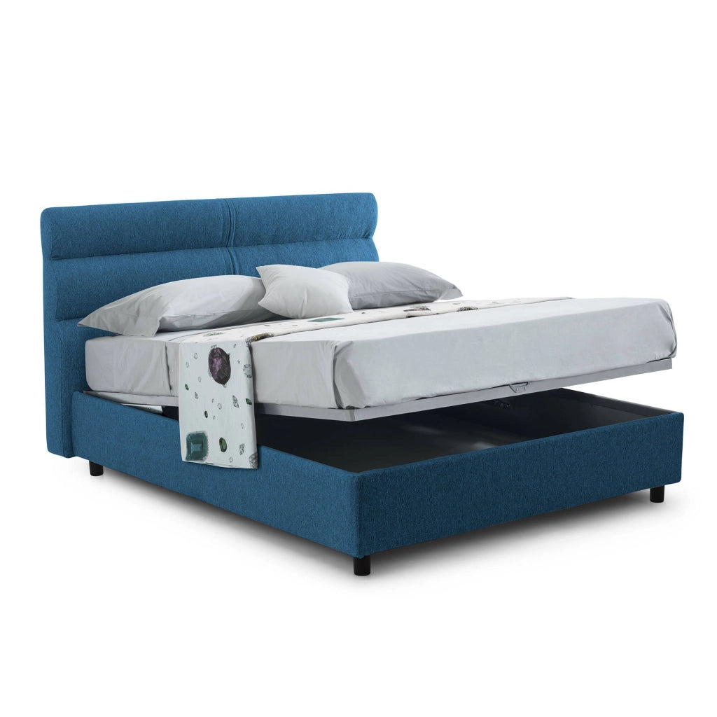 Brivio, Letto Piazza e Mezza Sfoderabile Made in Italy, blu